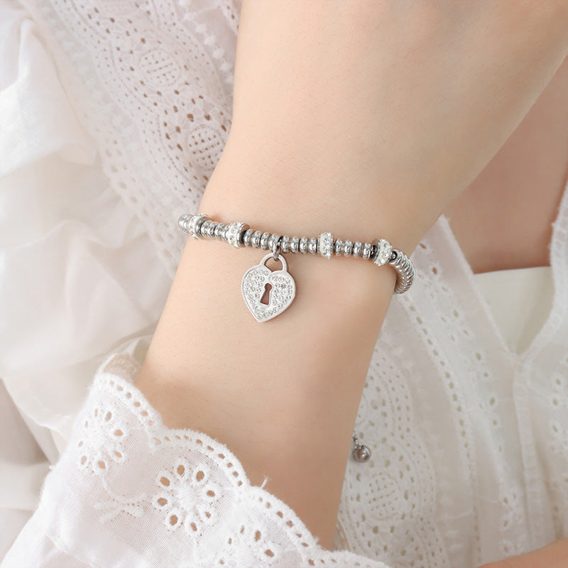 Wholesale Geometric Diamond Inlaid Titanium Steel Bracelet